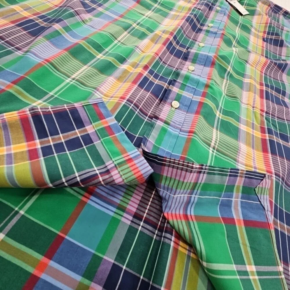 NEW Polo Ralph Lauren Classic Twill Shirt 3XB Green Plaid Blue Pony NWT MSRP$125